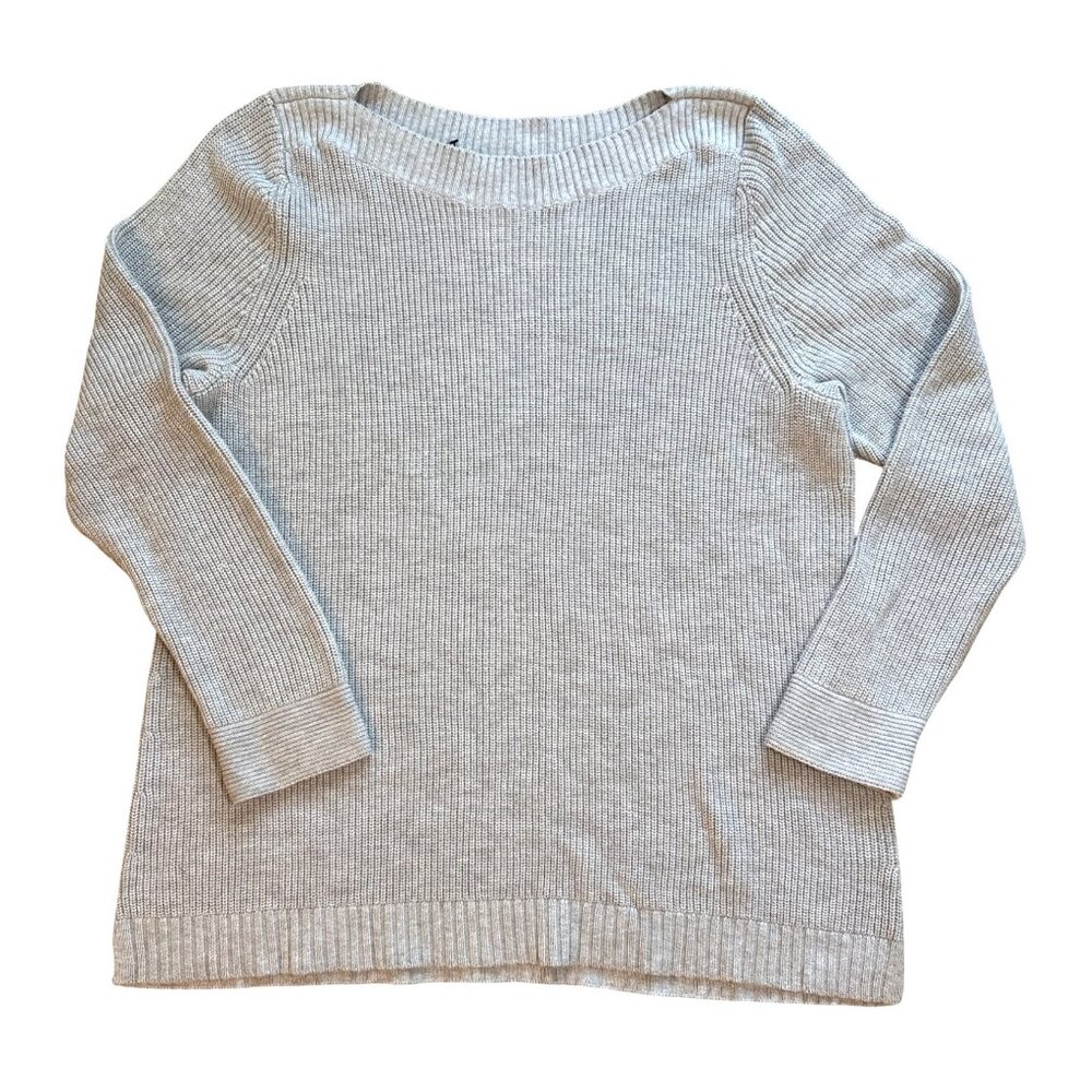 Talbots Sweater Size 2X Plus Gray Boat Neck Ribbed Tunic Cotton Blend NWT